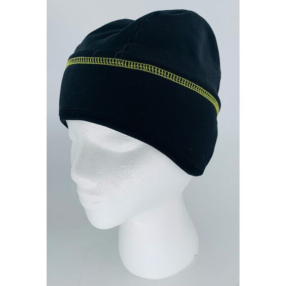 Ponytail Beanie Reversable Black Gray Chartreuse Nylon 19.5 Inch Circumference - Picture 7 of 7